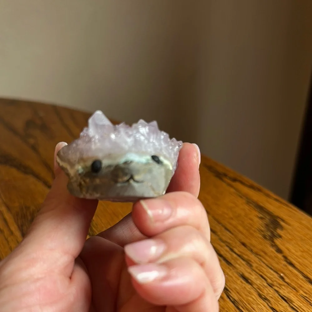 Amethyst Crystal Smiling Happy Hedgehog